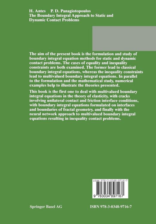 Produktbild: The Boundary Integral Approach to Static and Dynamic Contact Problems
