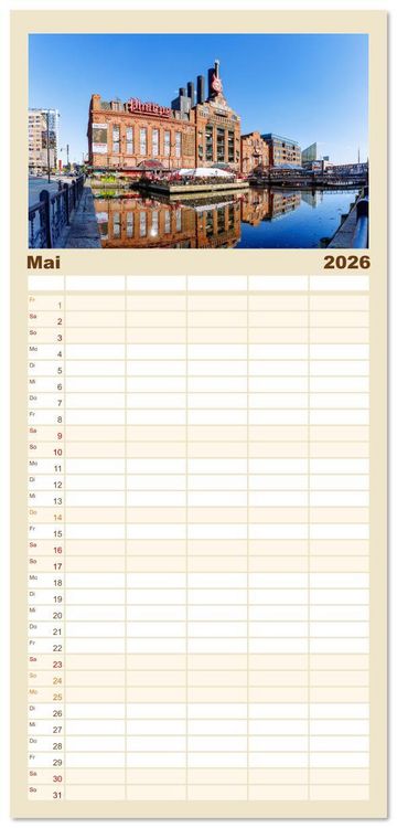 Produktbild: Familienplaner 2026 - Baltimore. Maritimer Charme an der Ostk&uuml;ste der USA mit 5 Spalten (Wandkalender, 21 x 45 cm) CALVENDO