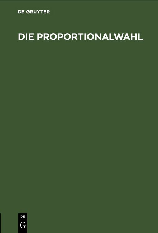 Produktbild: Die Proportionalwahl