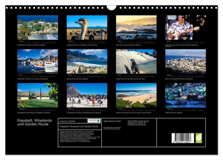 Produktbild: Kapstadt, Winelands und Garden Route (Wandkalender 2026 DIN A3 quer), CALVENDO Monatskalender