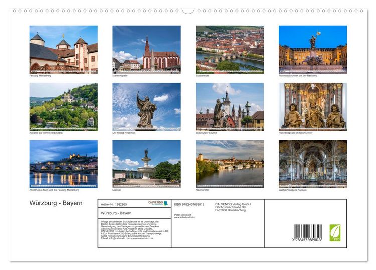 Produktbild: W&uuml;rzburg - Bayern (hochwertiger Premium Wandkalender 2026 DIN A2 quer), Kunstdruck in Hochglanz