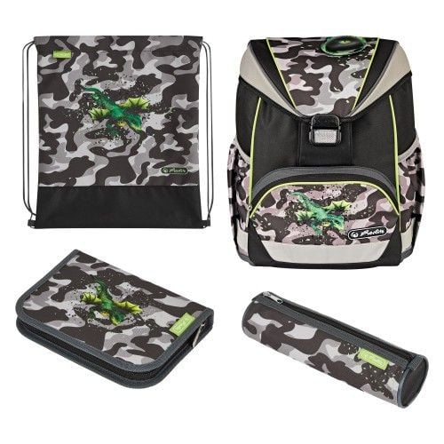 Produktbild: Herlitz Schulranzen UltraLight Plus Camo Dragon 16 Liter bef&uuml;llt