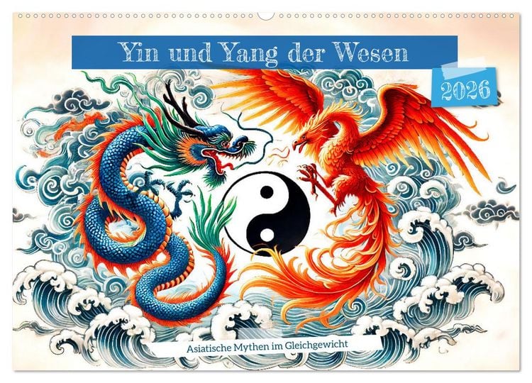 Produktbild: Yin und Yang der Wesen - Asiatische Mythen im Gleichgewicht (Wandkalender 2026 DIN A2 quer), CALVENDO Monatskalender