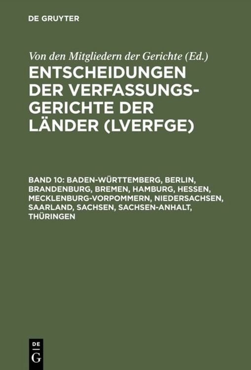 Produktbild: Baden-W&uuml;rttemberg, Berlin, Brandenburg, Bremen, Hamburg, Hessen, Mecklenburg-Vorpommern, Niedersachsen, Saarland, Sachsen, Sachsen-Anhalt, Th&uuml;ringen
