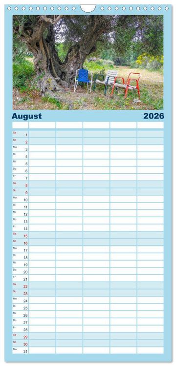 Produktbild: Familienplaner 2026 - Kefalonia, Inseltraum in Blau mit 5 Spalten (Wandkalender, 21 x 45 cm) CALVENDO