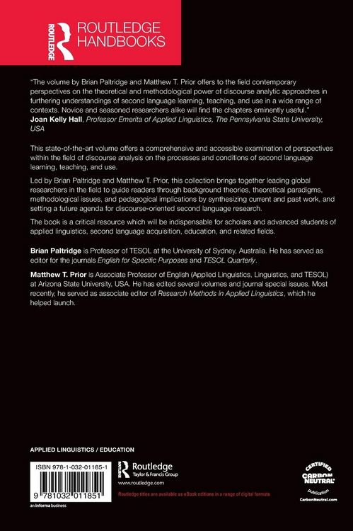 Produktbild: The Routledge Handbook of Second Language Acquisition and Discourse