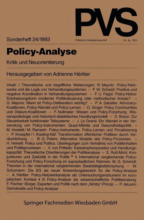 Bild vom Artikel Policy-Analyse vom Autor Adrienne Héritier