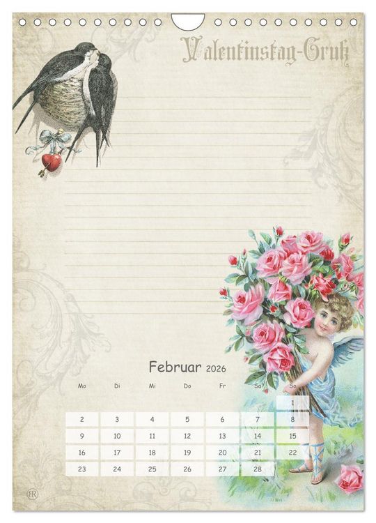 Produktbild: Nostalgie-Jahr, Motive aus alten Poesiealben (Wandkalender 2026 DIN A4 hoch), CALVENDO Monatskalender