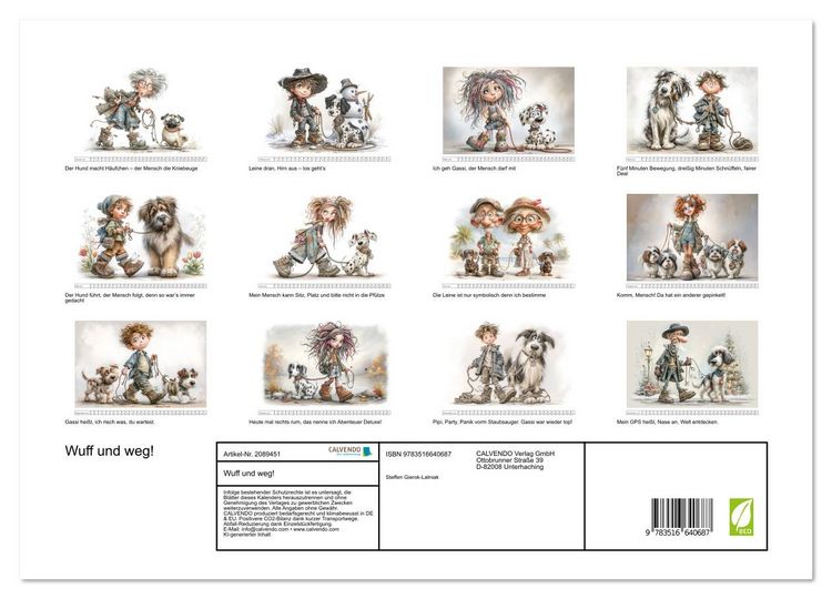 Produktbild: Wuff und weg! (hochwertiger Premium Wandkalender 2026 DIN A2 quer), Kunstdruck in Hochglanz