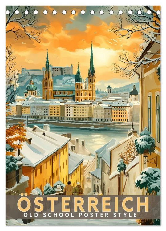 Produktbild: &Ouml;sterreich - Old School Poster Style (Tischkalender 2027 DIN A5 hoch), CALVENDO Monatskalender