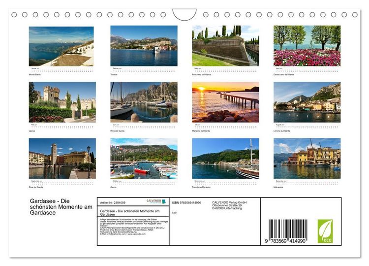 Produktbild: Gardasee - Die sch&ouml;nsten Momente am Gardasee (Wandkalender 2027 DIN A4 quer), CALVENDO Monatskalender