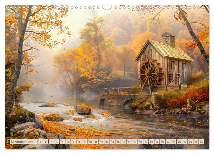 Produktbild: Kleine Cottages - Romantische Fantasieh&auml;uschen (Wandkalender 2026 DIN A3 quer), CALVENDO Monatskalender