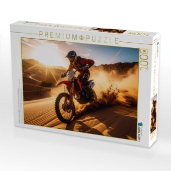 Produktbild: CALVENDO Puzzle Mit hoher Geschwindigkeit rast der Fahrer durch den W&uuml;stensand | 1000 Teile Lege-Gr&ouml;&szlig;e 64x48cm Foto-Puzzle f&uuml;r gl&uuml;ckliche Stunden