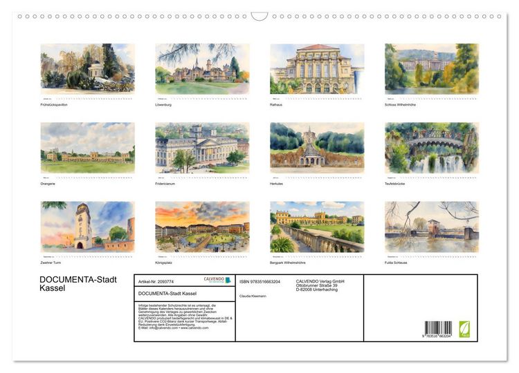 Produktbild: DOCUMENTA-Stadt Kassel (Wandkalender 2026 DIN A2 quer), CALVENDO Monatskalender