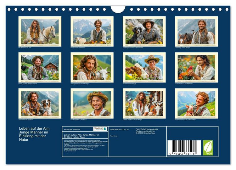 Produktbild: Leben auf der Alm. Junge M&auml;nner im Einklang mit der Natur (Wandkalender 2026 DIN A4 quer), CALVENDO Monatskalender