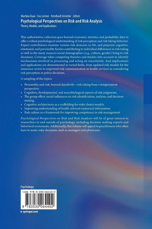 Produktbild: Psychological Perspectives on Risk and Risk Analysis
