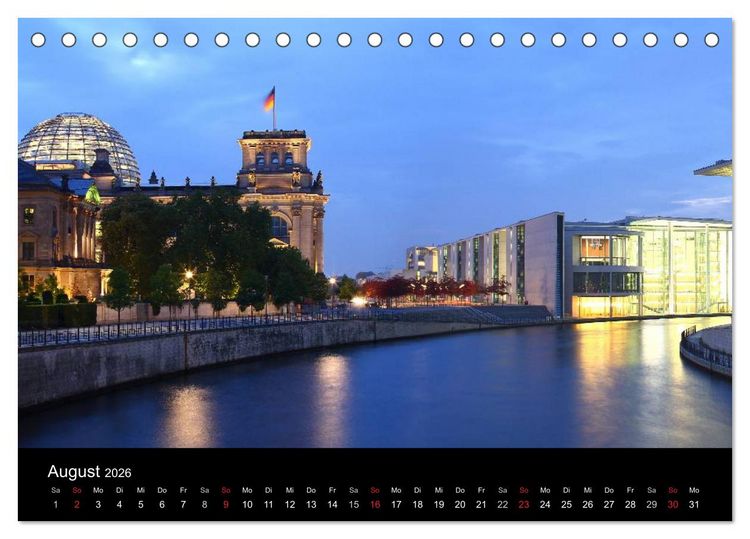 Produktbild: BERLIN ZUR BLAUEN STUNDE (Tischkalender 2026 DIN A5 quer), CALVENDO Monatskalender
