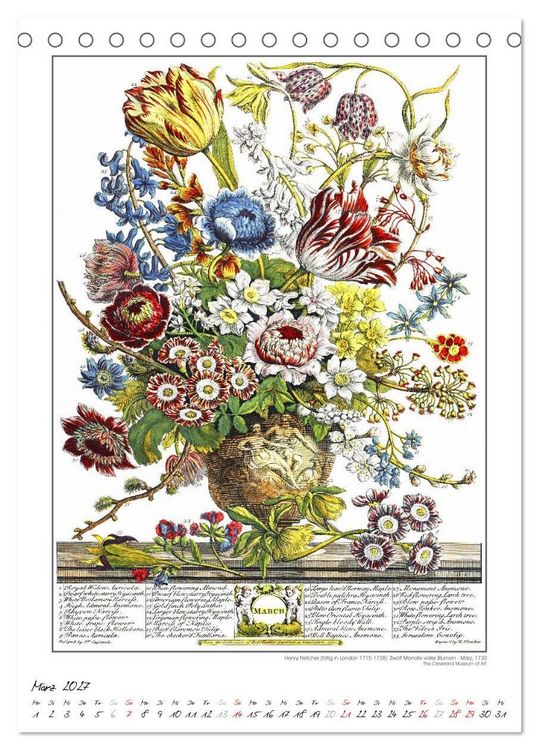 Produktbild: Henry Fletcher. Blumen und Fr&uuml;chte - Kunstkalender (Tischkalender 2027 DIN A5 hoch), CALVENDO Monatskalender