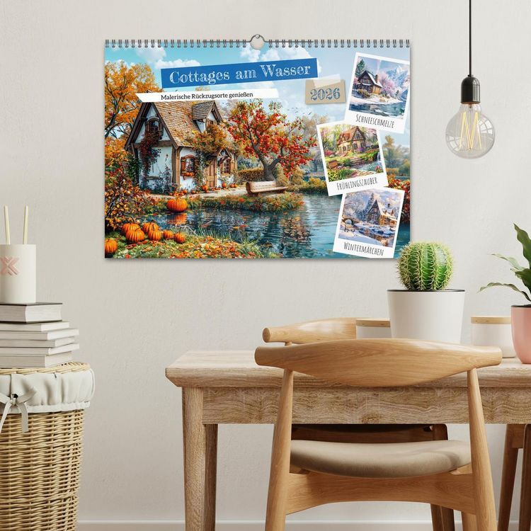 Produktbild: Cottages am Wasser - Malerische R&uuml;ckzugsorte genie&szlig;en (Wandkalender 2026 DIN A3 quer), CALVENDO Monatskalender