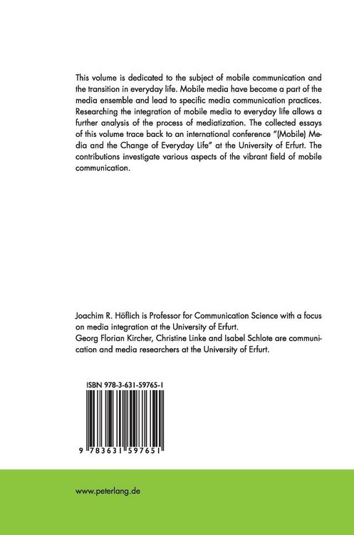 Produktbild: Mobile Media and the Change of Everyday Life