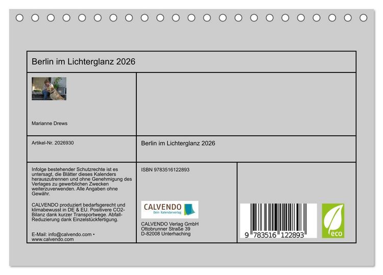Produktbild: Berlin im Lichterglanz 2026 (Tischkalender 2026 DIN A5 quer), CALVENDO Monatskalender