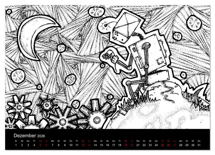 Produktbild: Bezaubernde Mini-Monster - Ein Ausmal-Kalender (Wandkalender 2026 DIN A2 quer), CALVENDO Monatskalender
