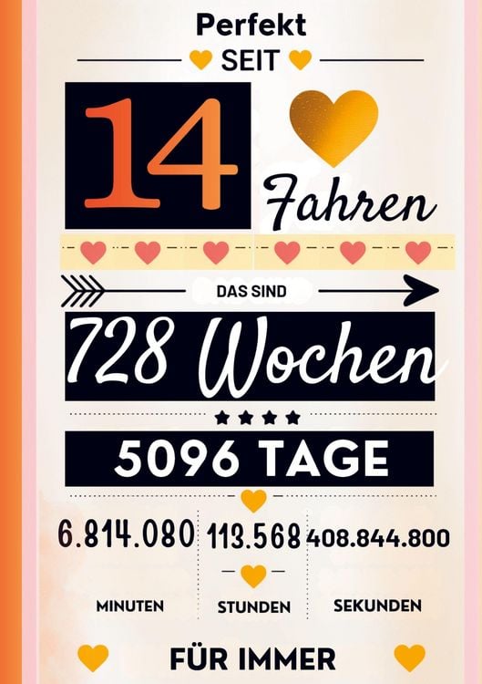 Produktbild: Notizbuch f&uuml;r M&auml;dchen 14 Jahre- Geburtstagsgeschenk f&uuml;r 14 j&auml;hrige M&auml;dchen