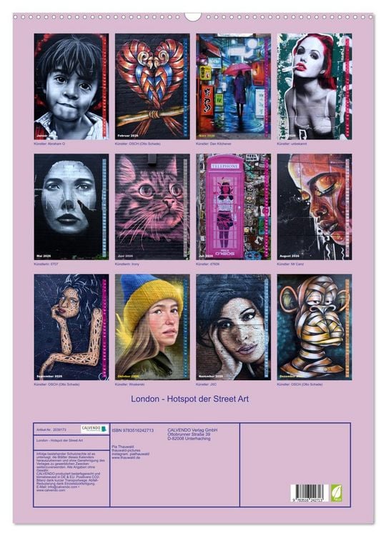 Produktbild: London - Hotspot der Street Art (Wandkalender 2026 DIN A2 hoch), CALVENDO Monatskalender