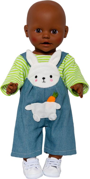 Produktbild: Puppen-Latzhose mit Ringelshirt ''Bunny Lou'', Gr. 28-35 cm