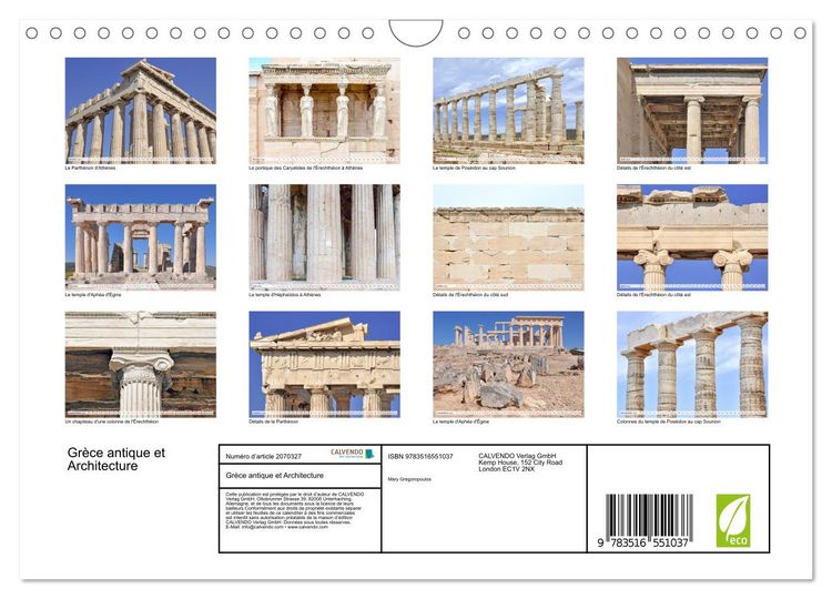 Produktbild: Gr&egrave;ce antique et Architecture (Calendrier mural 2026 DIN A4 vertical), CALVENDO calendrier mensuel