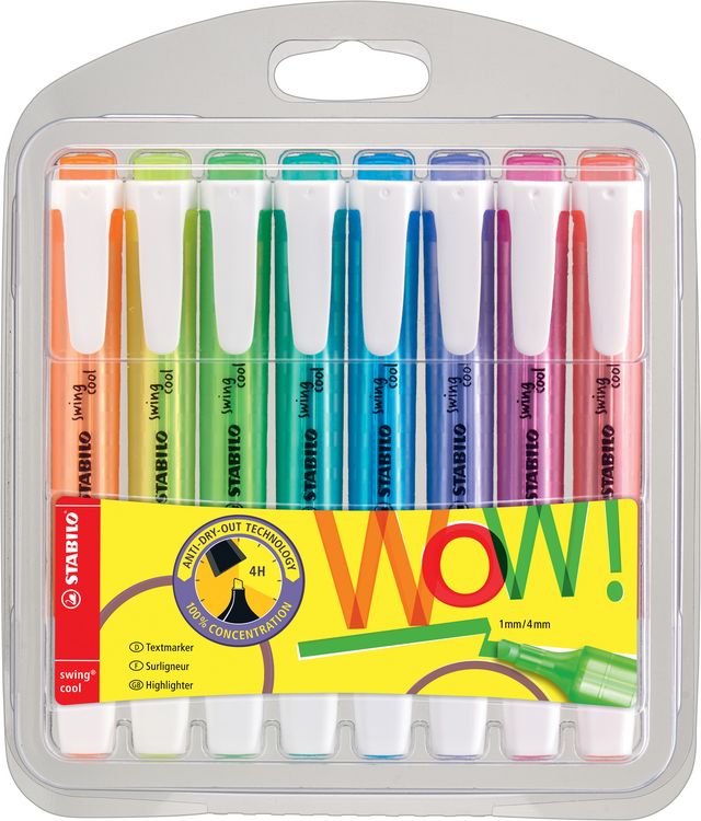 Produktbild: STABILO Textmarker -   swing cool - 8er Pack - mit 8 verschiedenen Farben