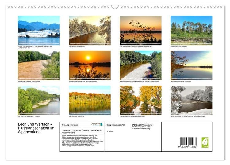 Produktbild: Lech und Wertach - Flusslandschaften im Alpenvorland (hochwertiger Premium Wandkalender 2027 DIN A2 quer), Kunstdruck in Hochglanz