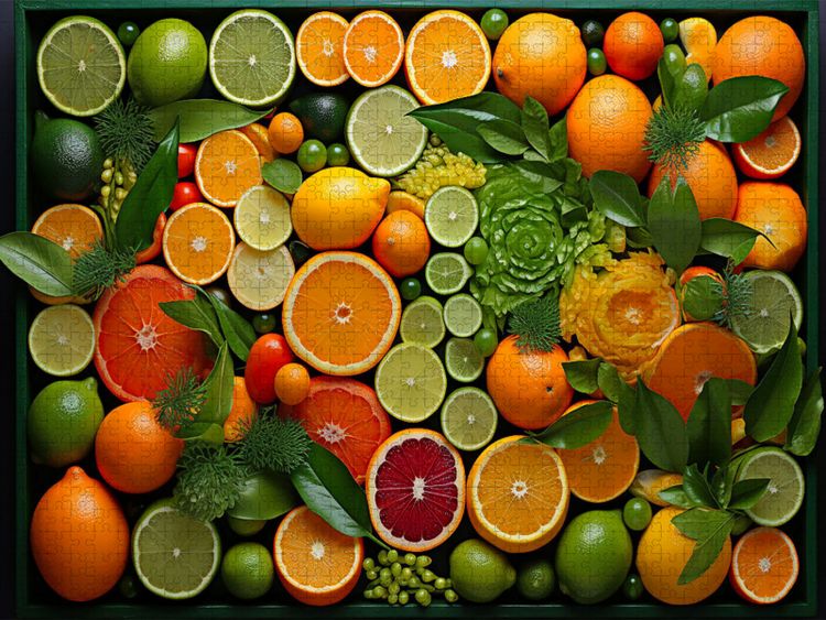 Produktbild: CALVENDO Puzzle Zitrusfr&uuml;chte - Vegane Ern&auml;hrung | 1000 Teile Lege-Gr&ouml;&szlig;e 64x48cm Foto-Puzzle f&uuml;r gl&uuml;ckliche Stunden