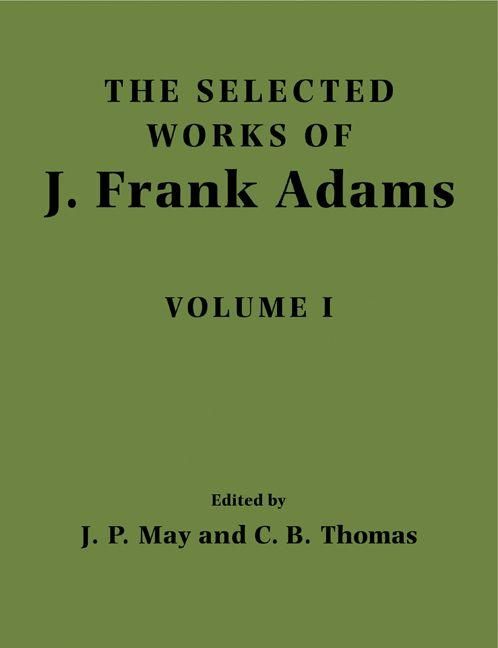 Produktbild: The Selected Works of J. Frank Adams, Volume I