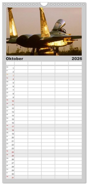 Produktbild: Familienplaner 2026 - Kampfjets &bull; U.S. Aircraft mit 5 Spalten (Wandkalender, 21 x 45 cm) CALVENDO