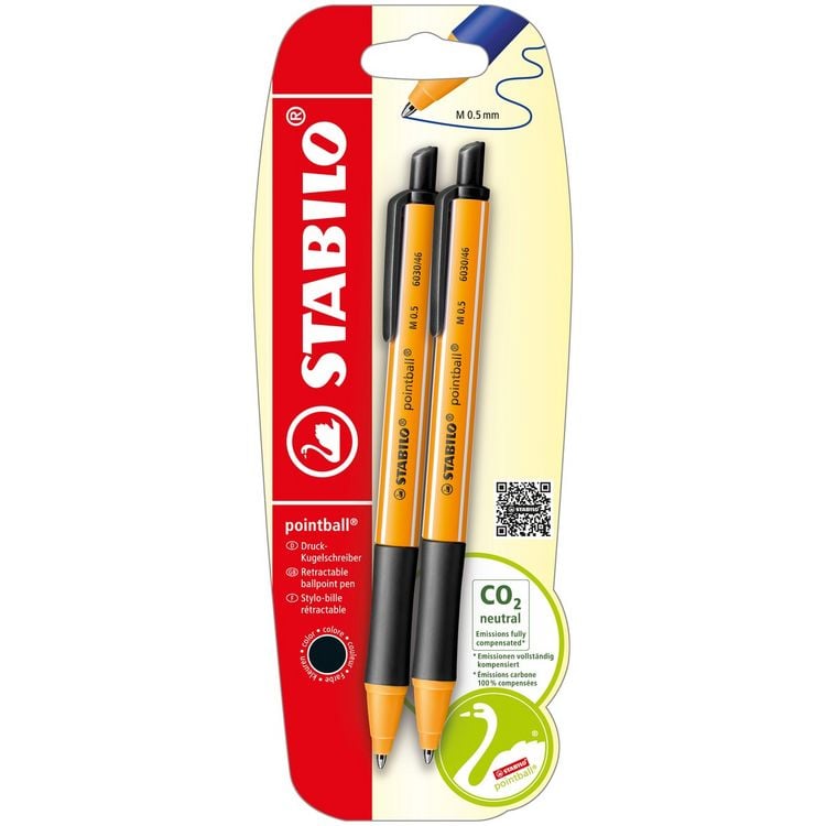 Produktbild: STABILO Druck-Kugelschreiber pointball, schwarz, 2er Set