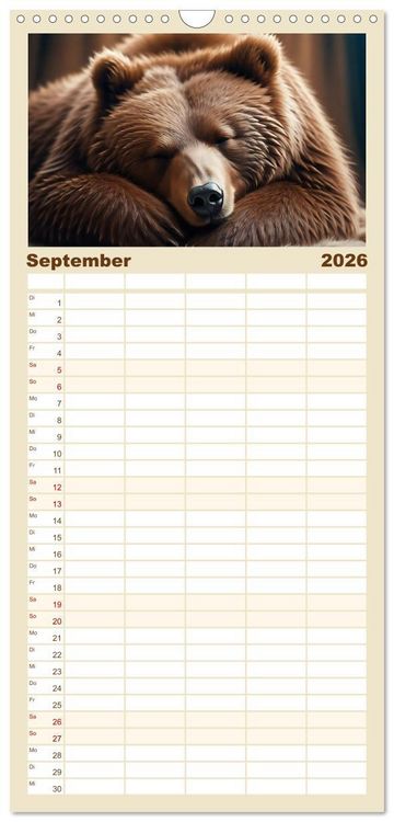 Produktbild: Familienplaner 2026 - Traumhafte Ruhe - Ein Jahr mit s&uuml;&szlig;en Schlafm&uuml;tzen mit 5 Spalten (Wandkalender, 21 x 45 cm) CALVENDO