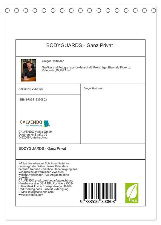 Produktbild: BODYGUARDS - Ganz Privat (Tischkalender 2026 DIN A5 hoch), CALVENDO Monatskalender