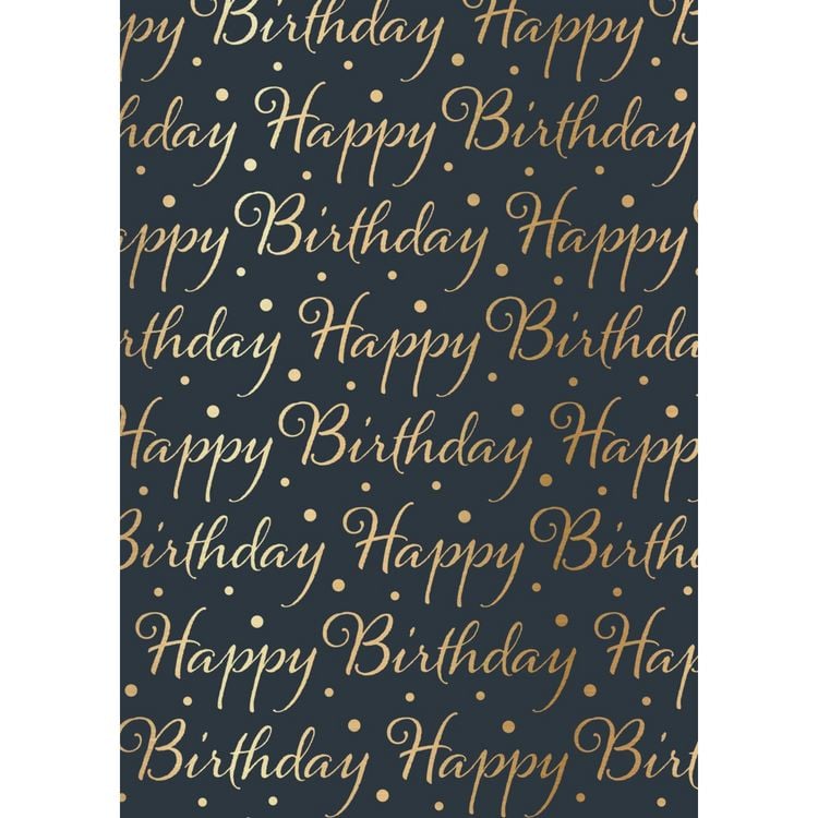 Produktbild: Idena Geschenkpapier Happy Birthday grau gold metallisiert 70cmx150cm