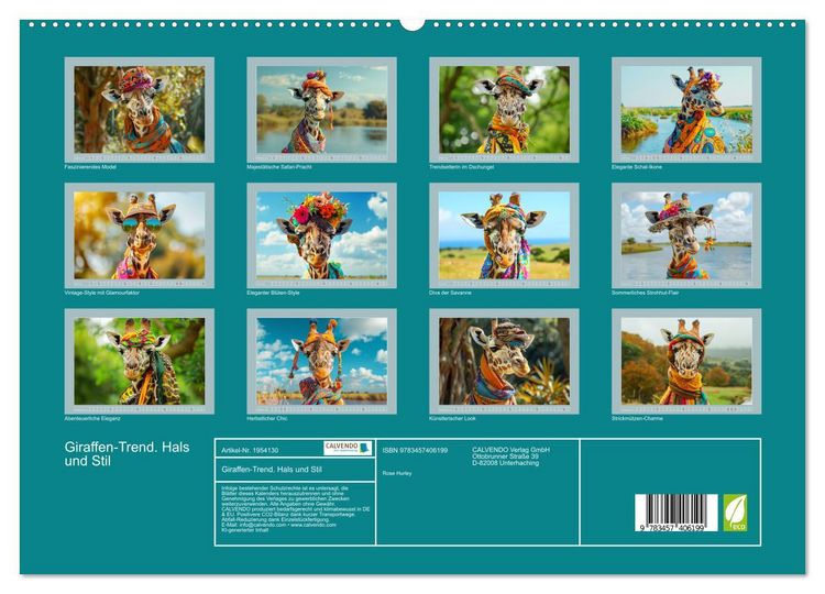 Produktbild: Giraffen-Trend. Hals und Stil (hochwertiger Premium Wandkalender 2026 DIN A2 quer), Kunstdruck in Hochglanz