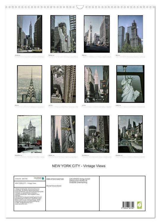 Produktbild: NEW YORK CITY - Vintage Views (Wandkalender 2026 DIN A2 hoch), CALVENDO Monatskalender
