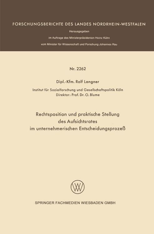 Produktbild: Rechtsposition und praktische Stellung des Aufsichtsrates im unternehmerischen Entscheidungsproze&szlig;
