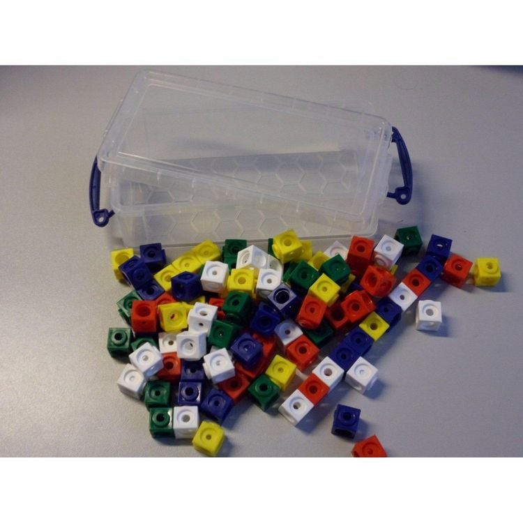 Produktbild: 100 Steckw&uuml;rfel 5- farbig 1,7cm in der Box