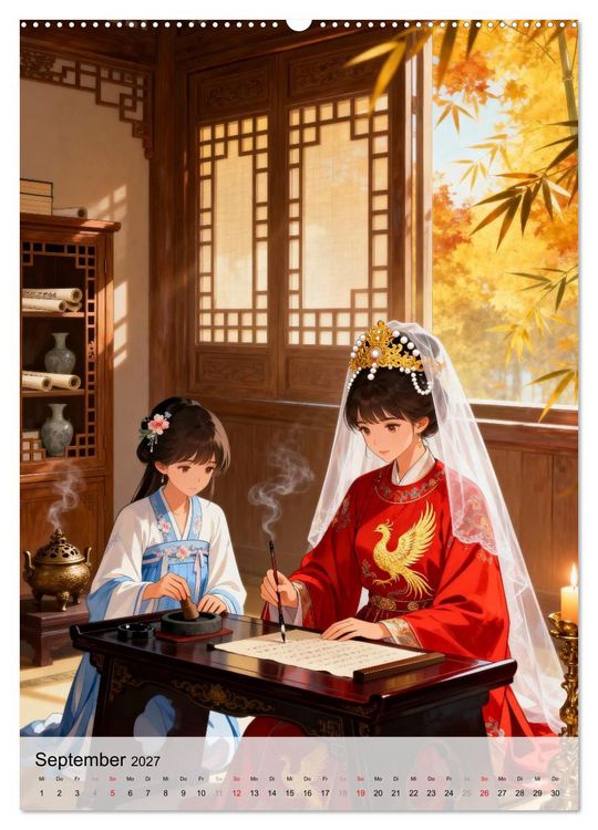 Produktbild: Hanfu und Herzensbande (hochwertiger Premium Wandkalender 2027 DIN A2 hoch), Kunstdruck in Hochglanz