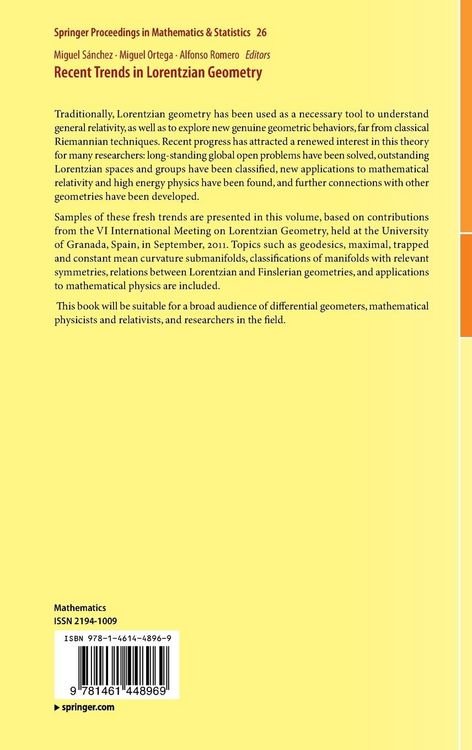 Produktbild: Recent Trends in Lorentzian Geometry