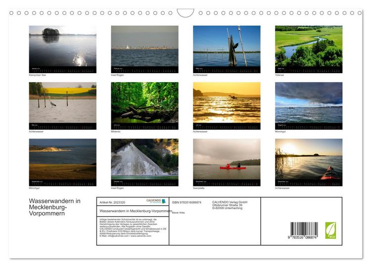 Produktbild: Wasserwandern in Mecklenburg-Vorpommern (Wandkalender 2026 DIN A3 quer), CALVENDO Monatskalender