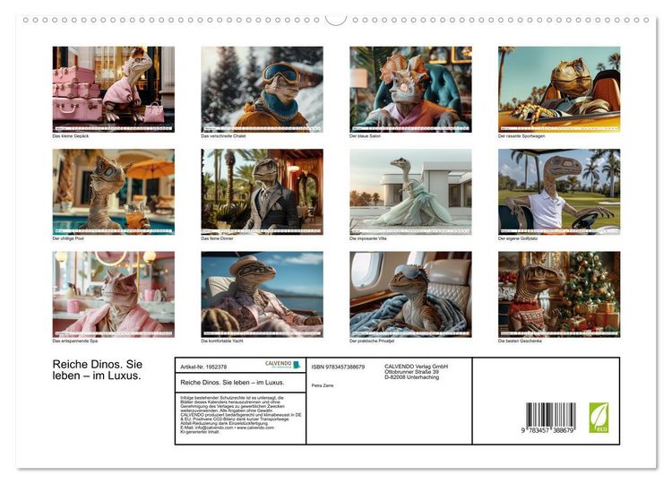 Produktbild: Reiche Dinos. Sie leben &ndash; im Luxus. (hochwertiger Premium Wandkalender 2026 DIN A2 quer), Kunstdruck in Hochglanz