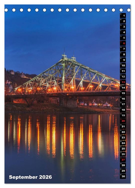 Produktbild: Dresden bei Nacht (Tischkalender 2026 DIN A5 hoch), CALVENDO Monatskalender