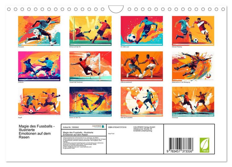 Produktbild: Magie des Fussballs - Illustrierte Emotionen auf dem Rasen (Wandkalender 2026 DIN A4 quer), CALVENDO Monatskalender