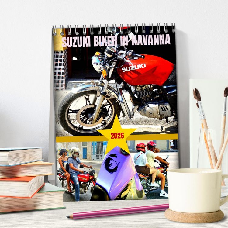 Produktbild: SUZUKI BIKER IN HAVANNA (Tischkalender 2026 DIN A5 hoch), CALVENDO Monatskalender